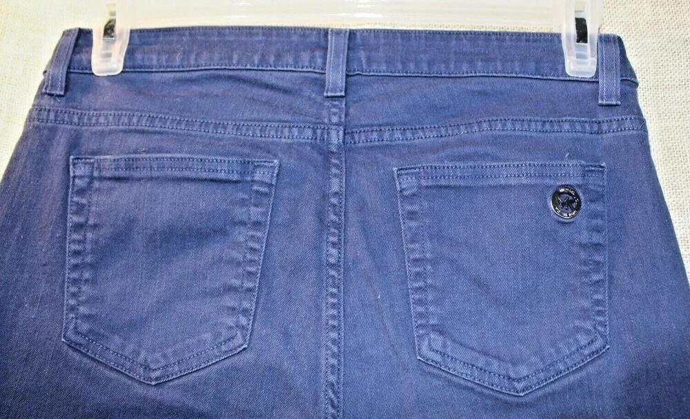 Michael Kors Jeans Womens 8 Blue Skinny Stretch Mid Rise Denim Pants MK Logo